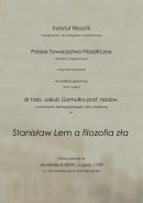 Zaproszenie na wykład  „Stanisław Lem a filozofia zła”